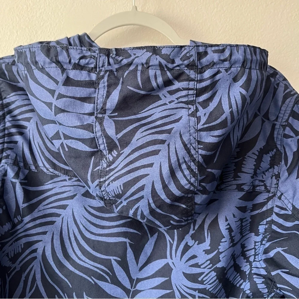 J. Crew Outerwear Men’s Size XS Tropical Print Zip Front Hooded Jacket Blue